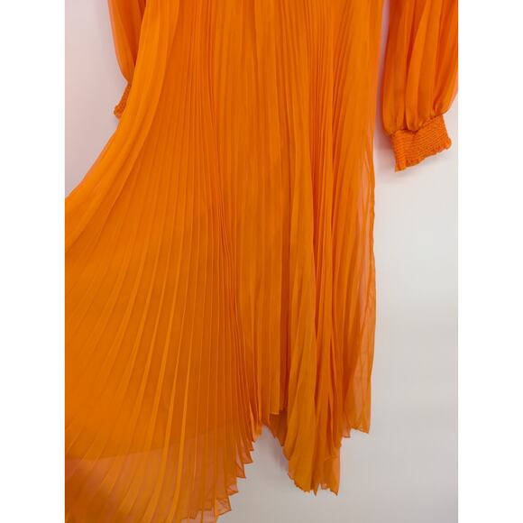 NWOT Alice + Olivia Sion Pleated Midi Dress Size 2 Tangerine Orange #2J459 - Picture 7 of 10
